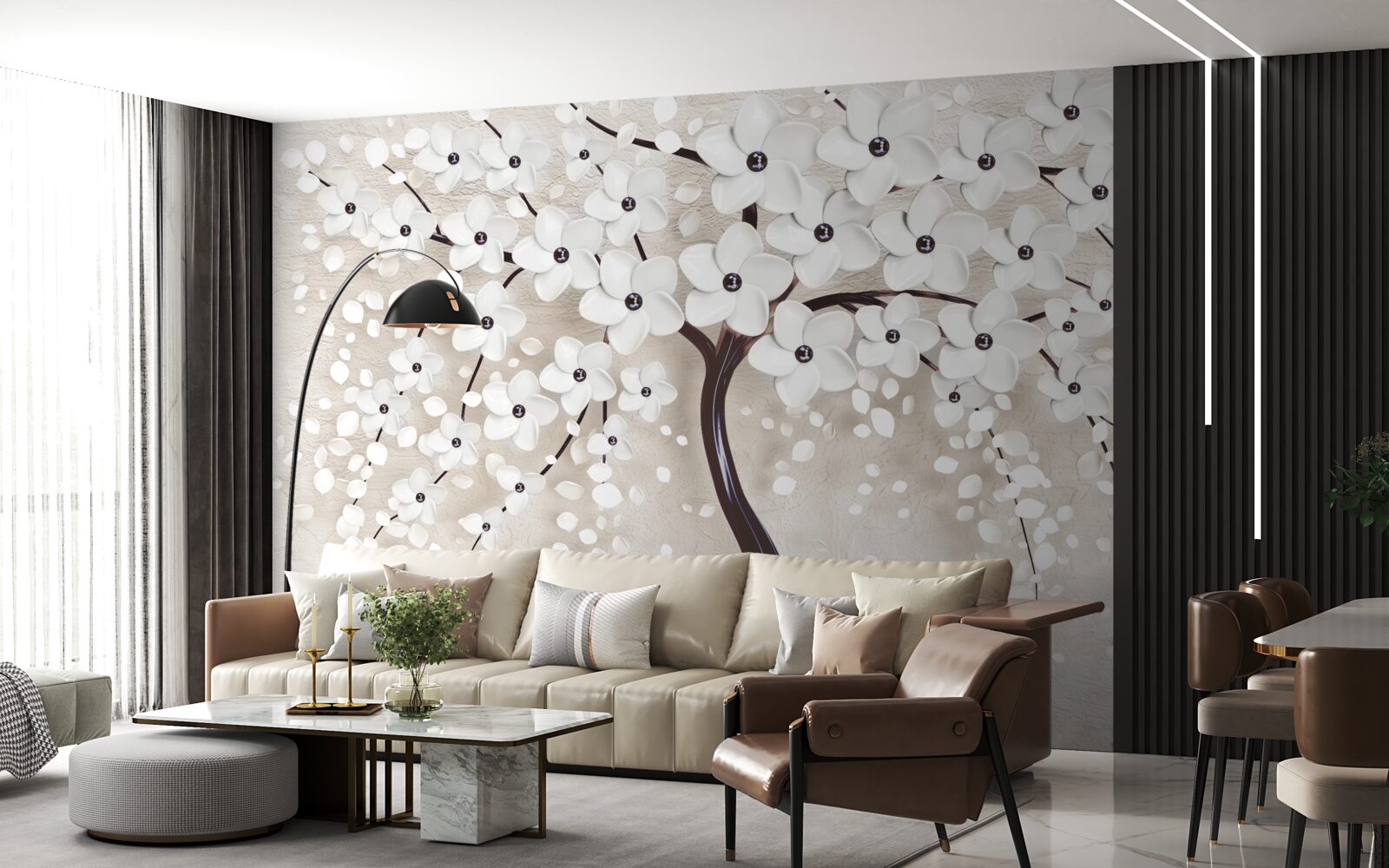 Papier peint magnifique arbre blanc en pleine floraison