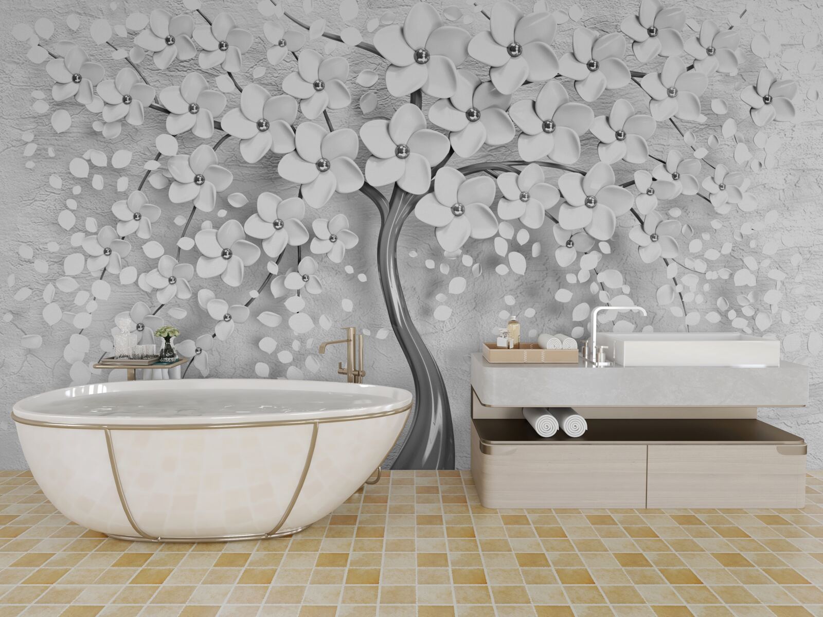 Papier peint un arbre élancé qui a fleuri