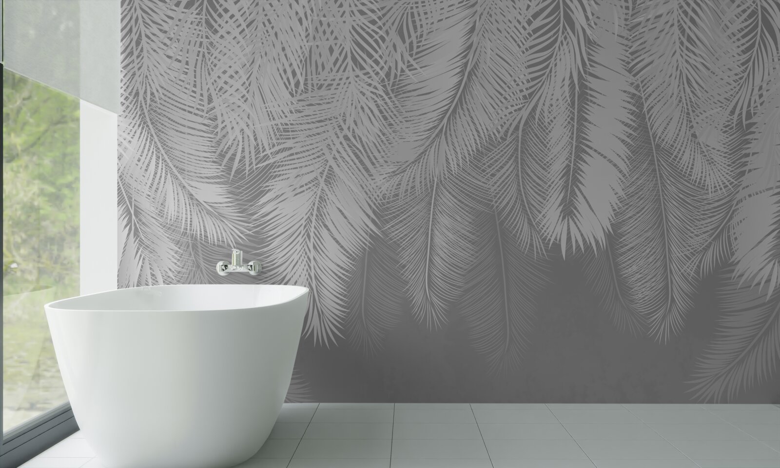 Papier peint d'épaisses plumes blanches portées par le vent