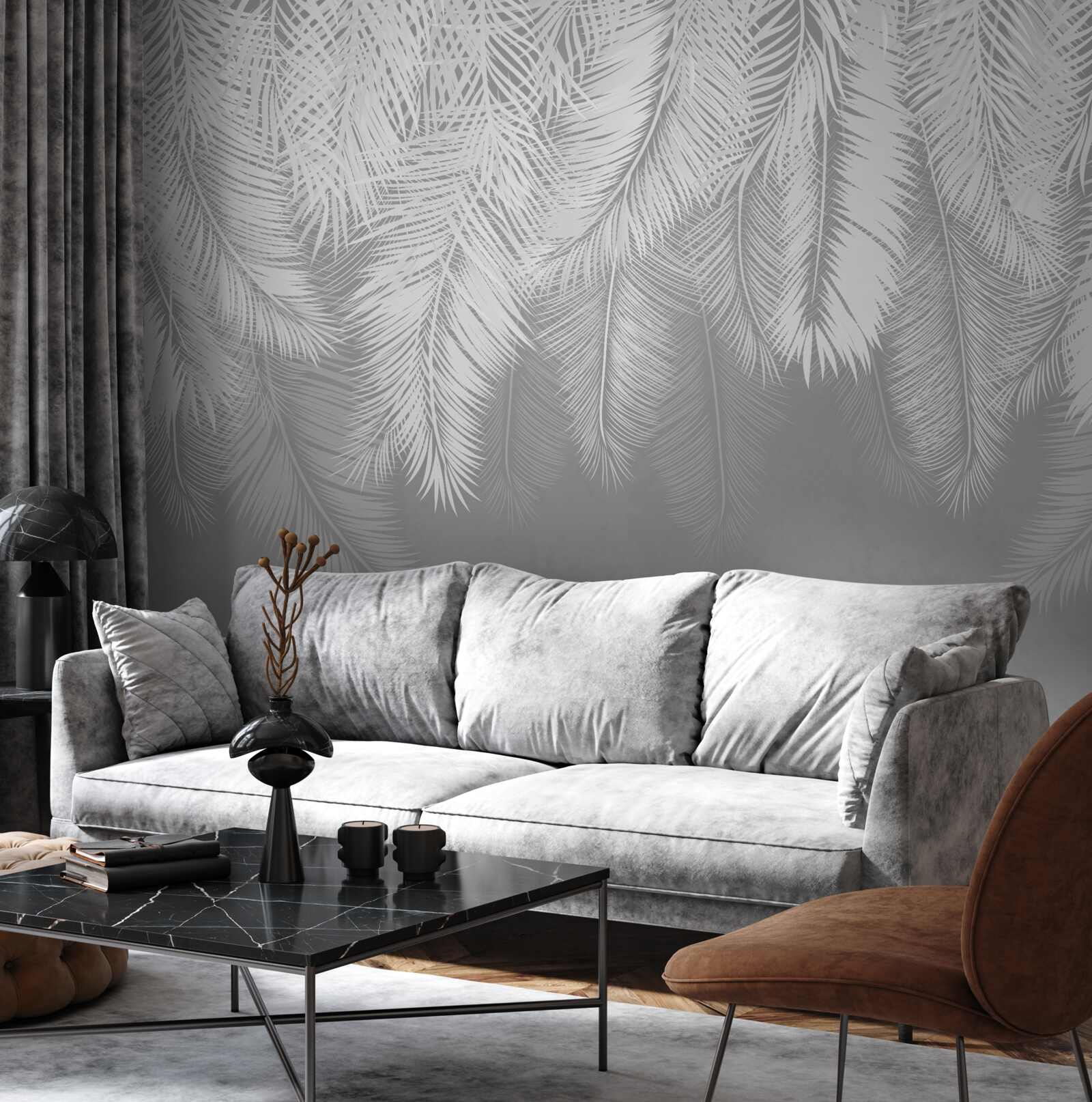 Papier peint d'épaisses plumes blanches portées par le vent