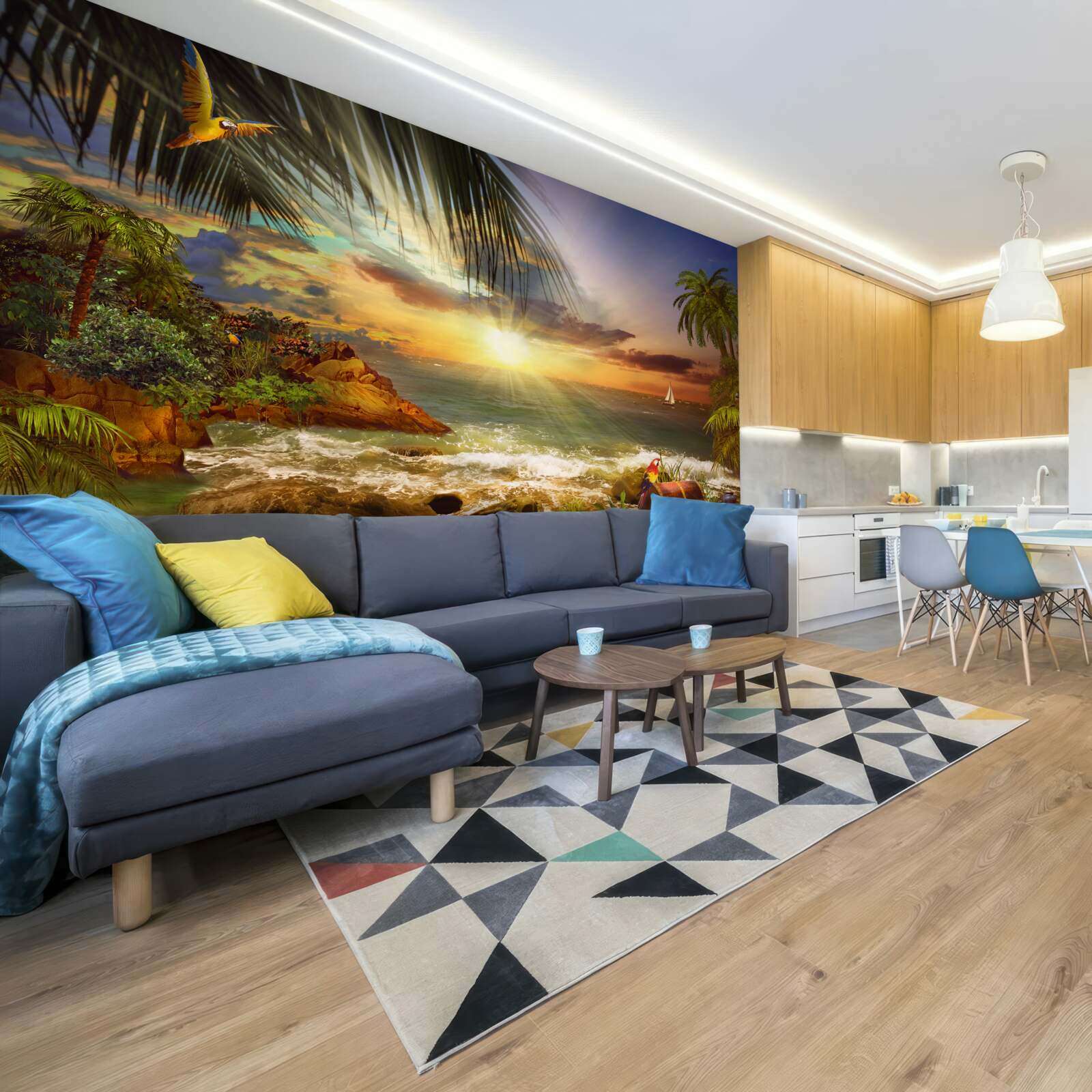 Papier peint le coucher de soleil, que l'on peut observer depuis le rivage d'une île inhabitée