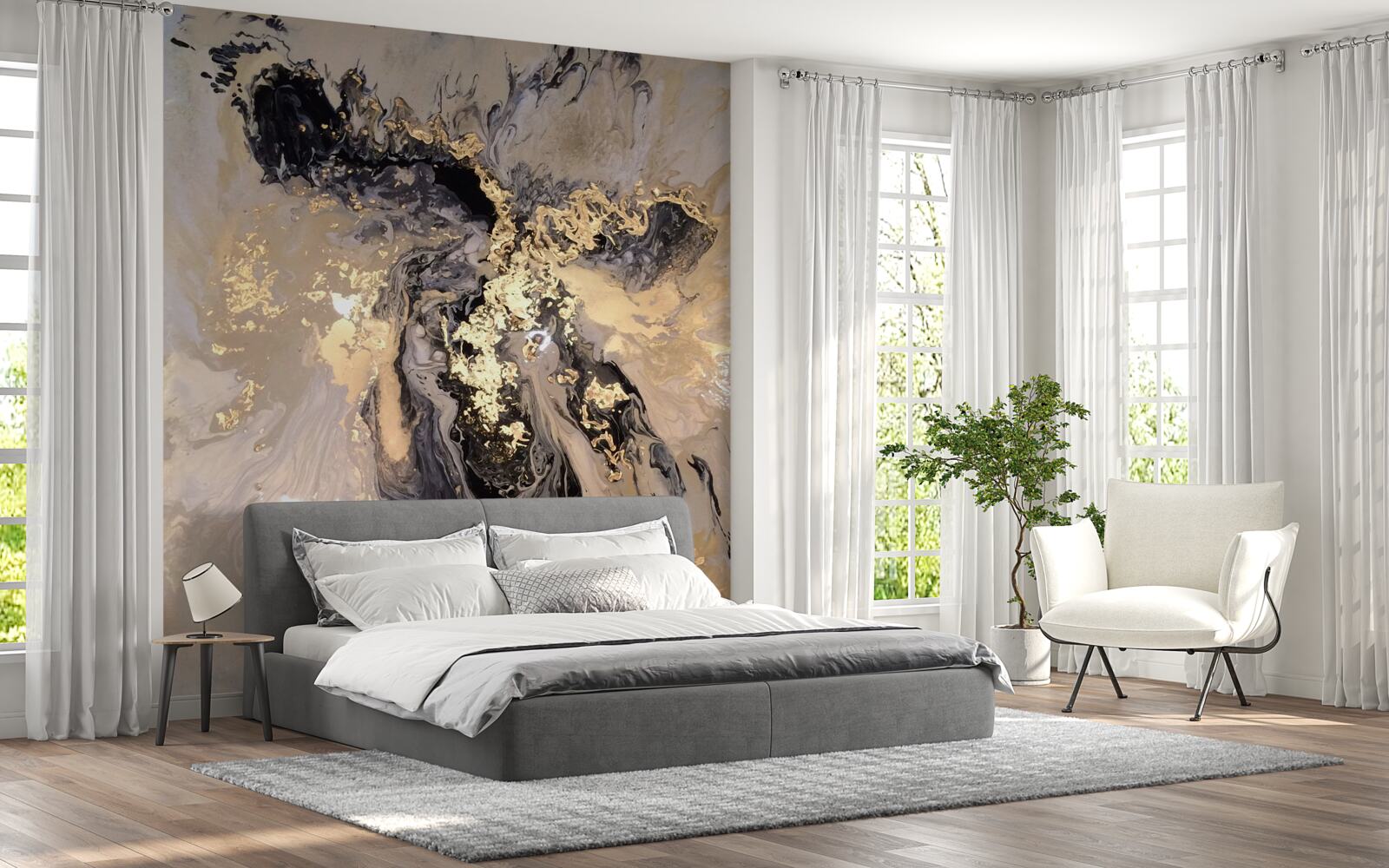 Papier peint image miroir des nuages sombres à la surface de l'eau