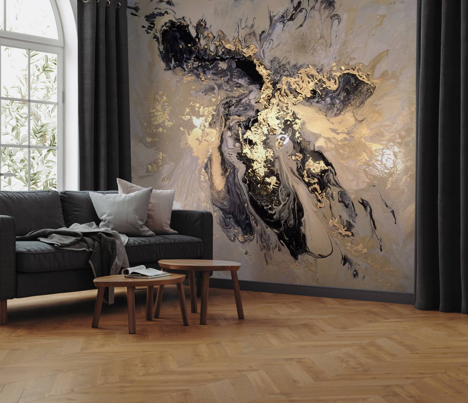 Papier peint image miroir des nuages sombres à la surface de l'eau