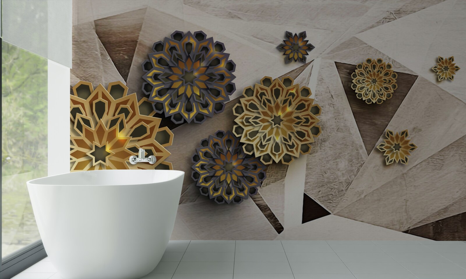 Papier peint abstractions florales volumétriques