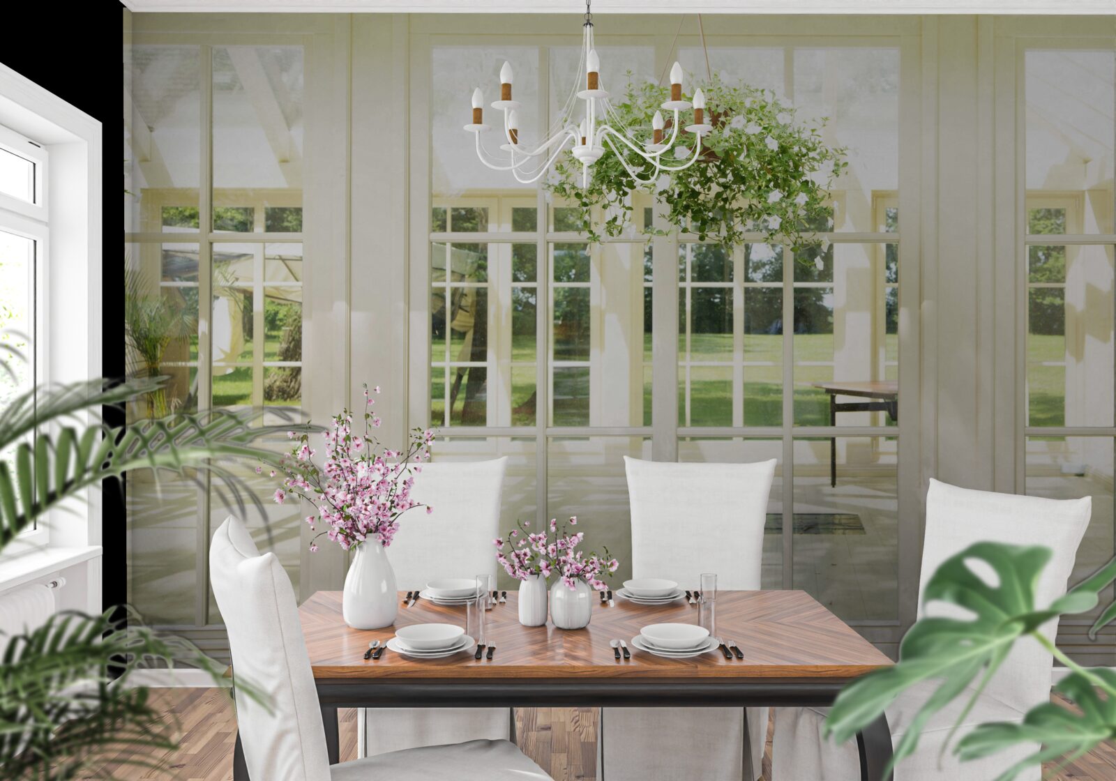 Papier peint intérieur de maison de campagne aux couleurs vives