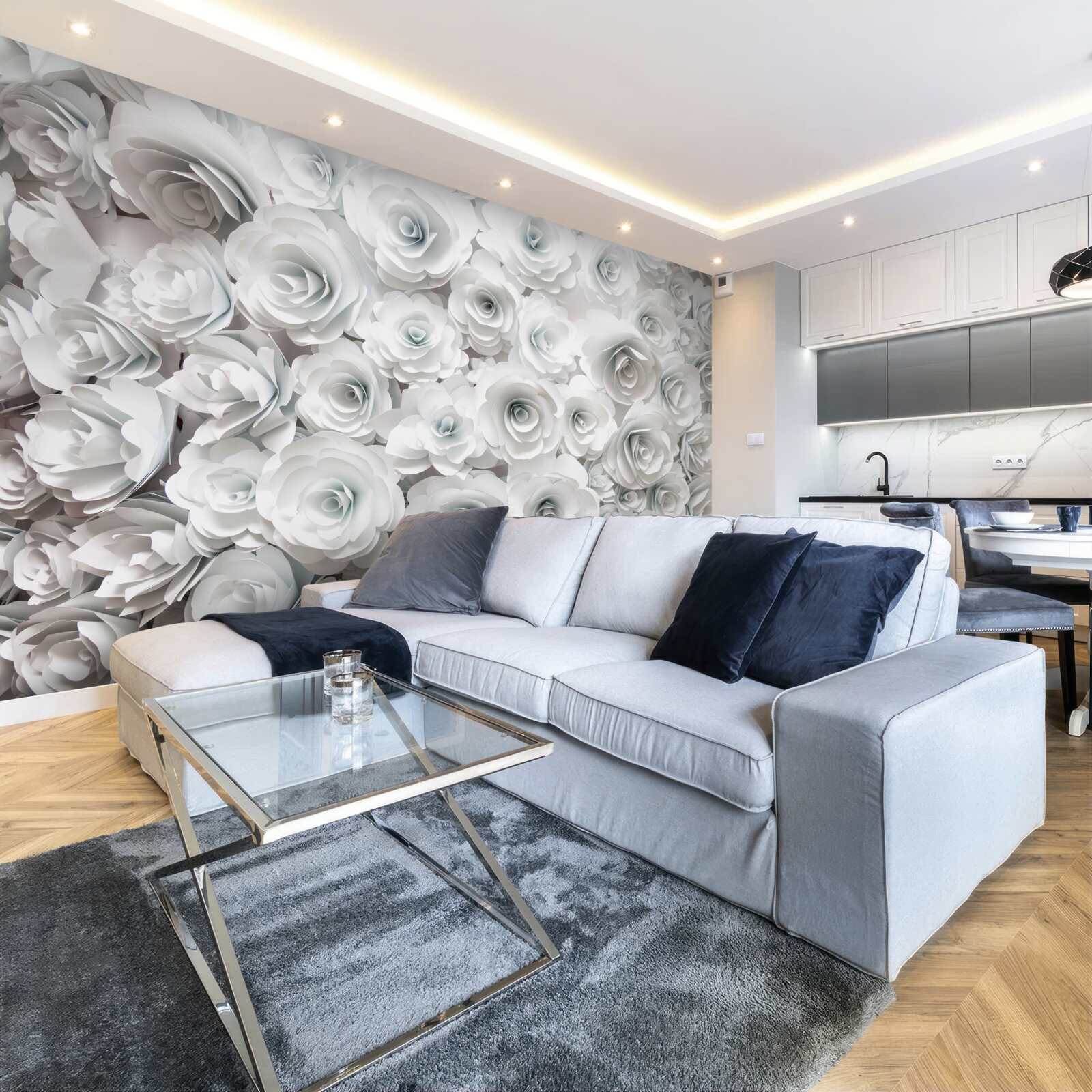 Papier peint composition de fleurs lumineuses