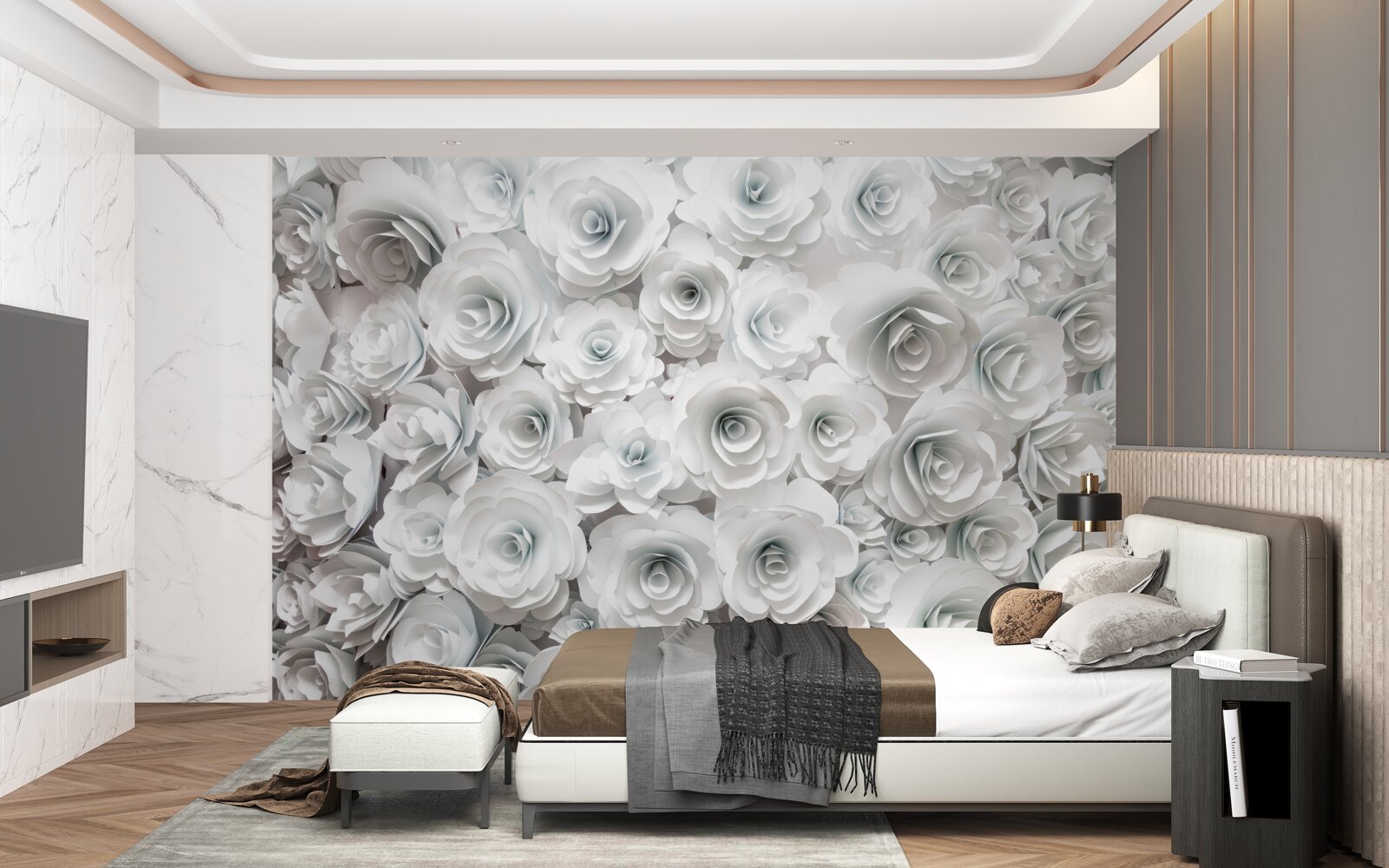 Papier peint composition de fleurs lumineuses