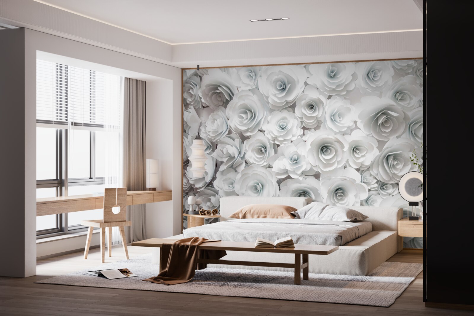 Papier peint composition de fleurs lumineuses