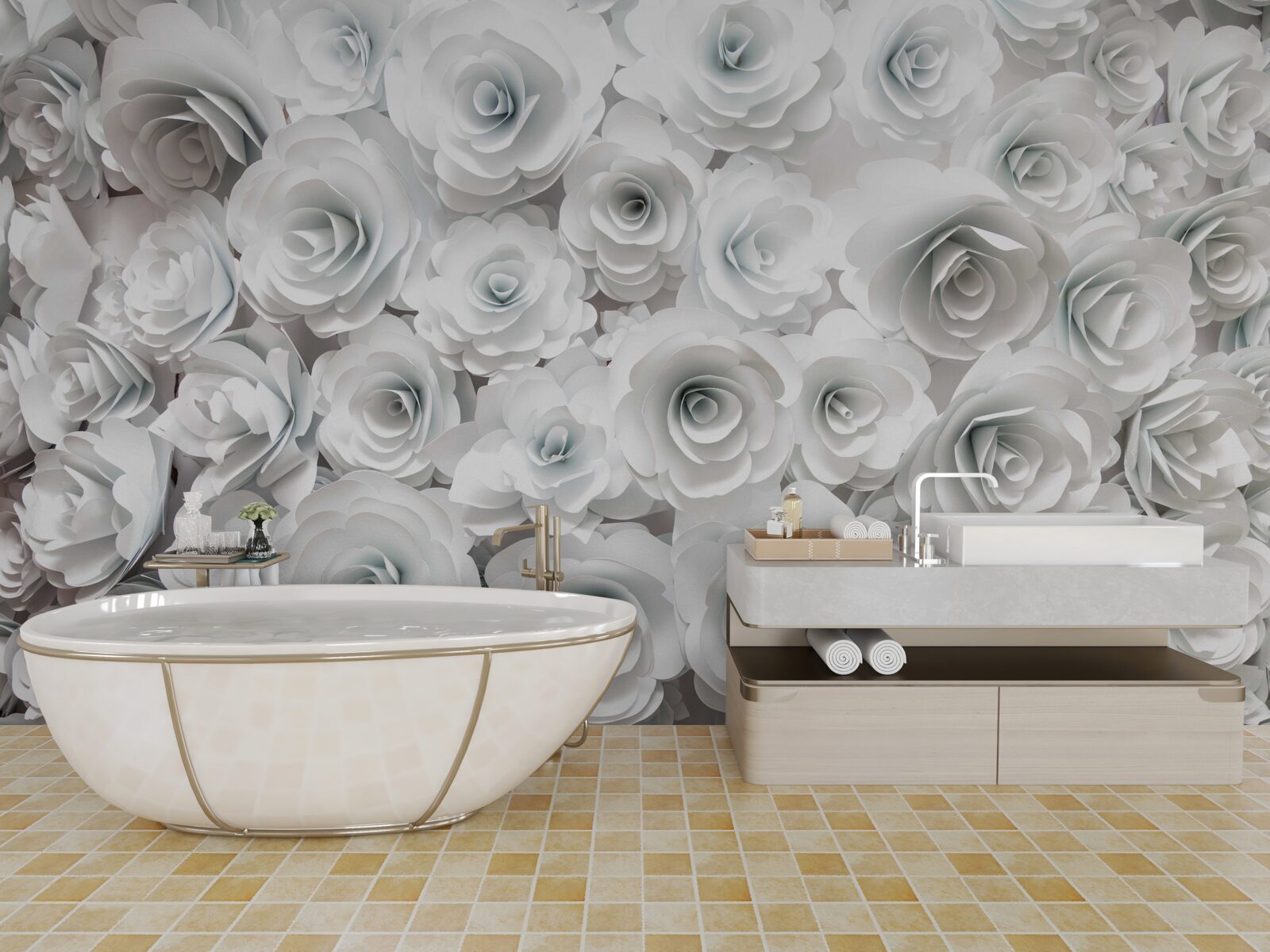 Papier peint composition de fleurs lumineuses