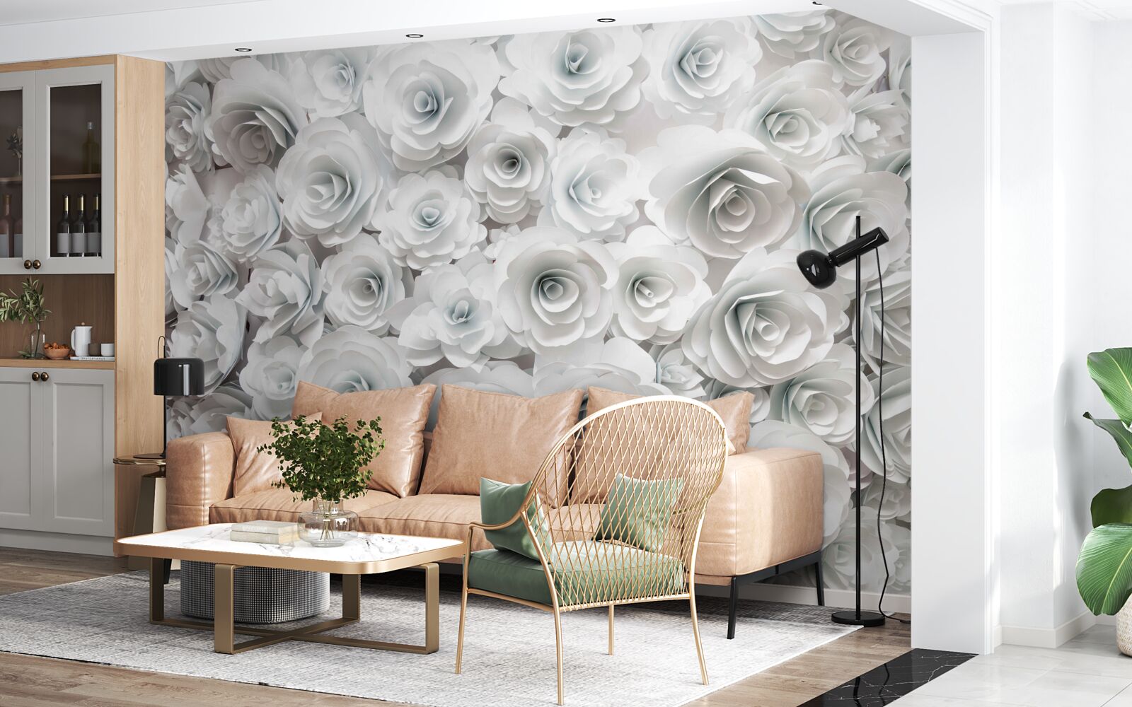 Papier peint composition de fleurs lumineuses