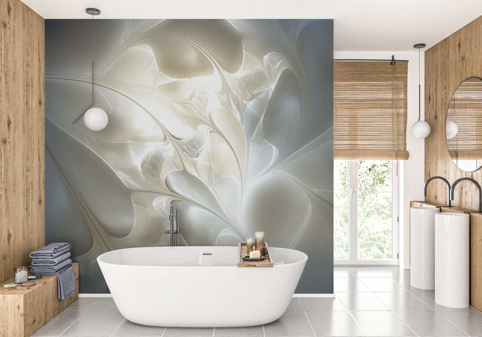 Papier peint rayons de lumière à travers les pétales de fleurs