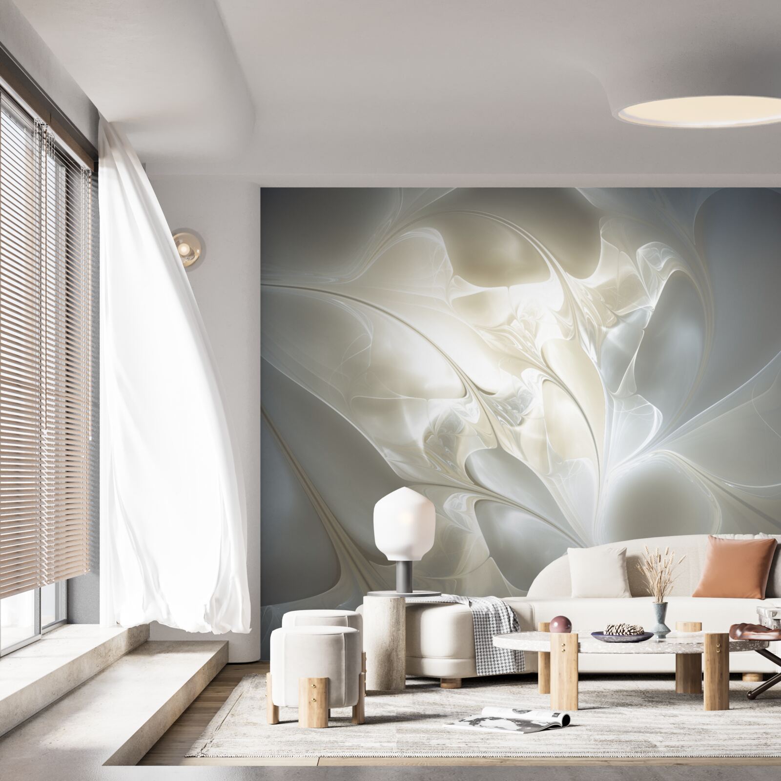 Papier peint rayons de lumière à travers les pétales de fleurs