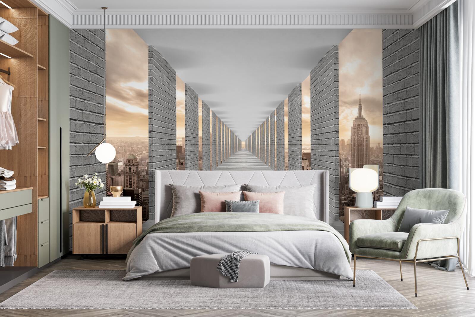 Papier peint tunnel tridimensionnel disparaissant au loin