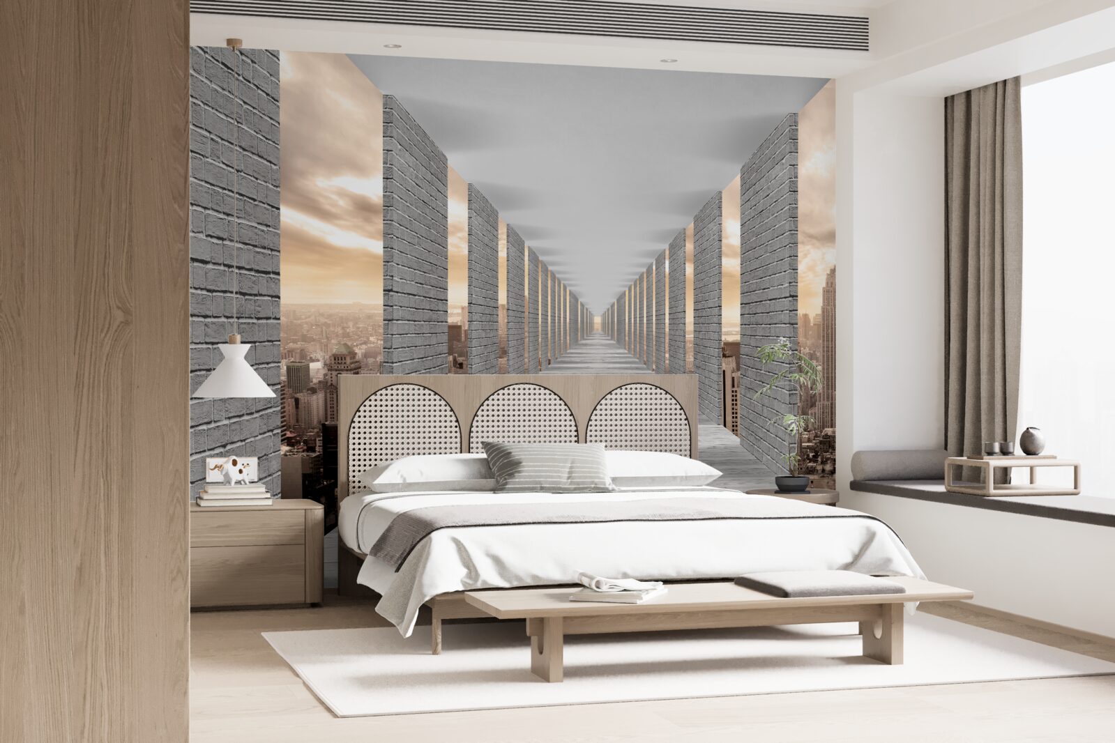 Papier peint tunnel tridimensionnel disparaissant au loin