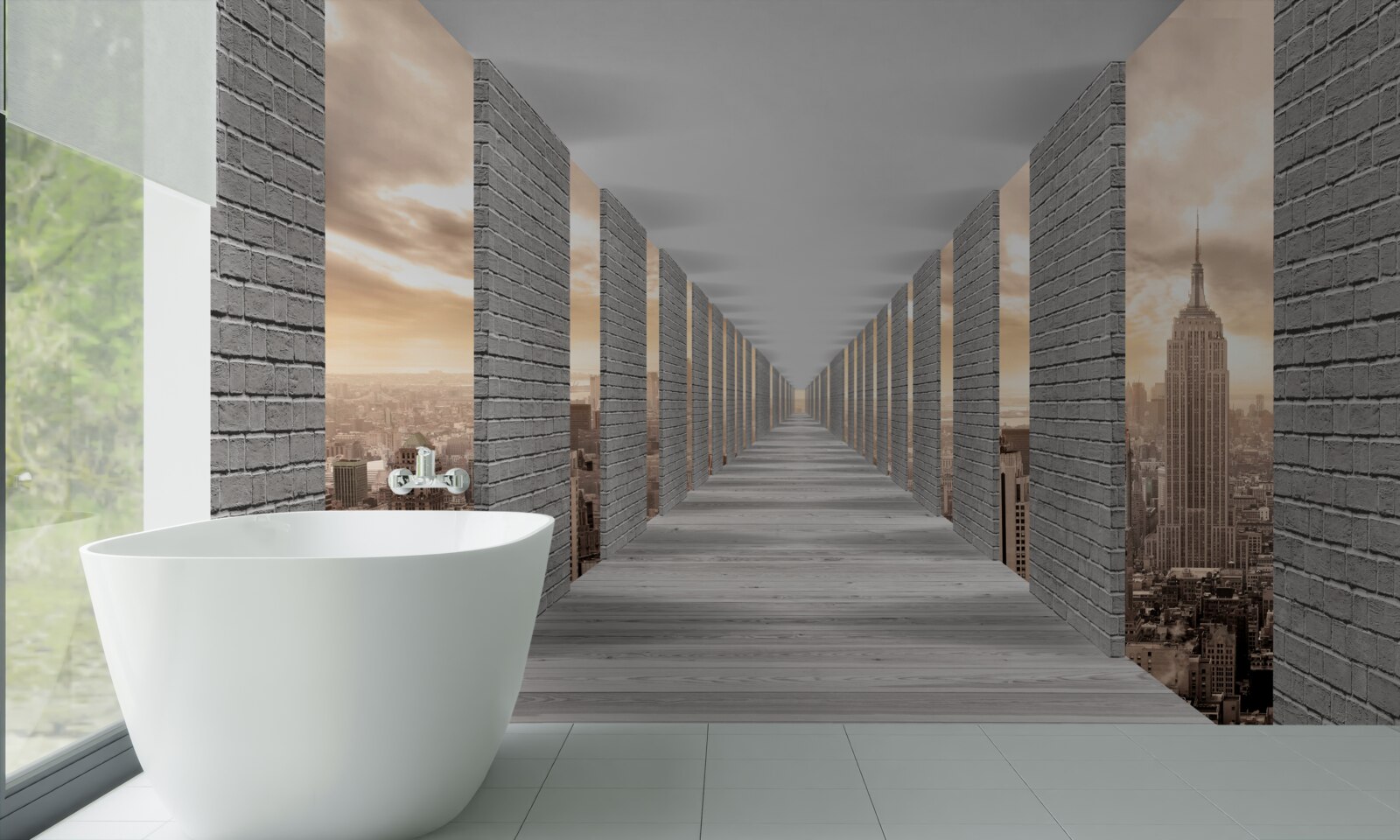 Papier peint tunnel tridimensionnel disparaissant au loin