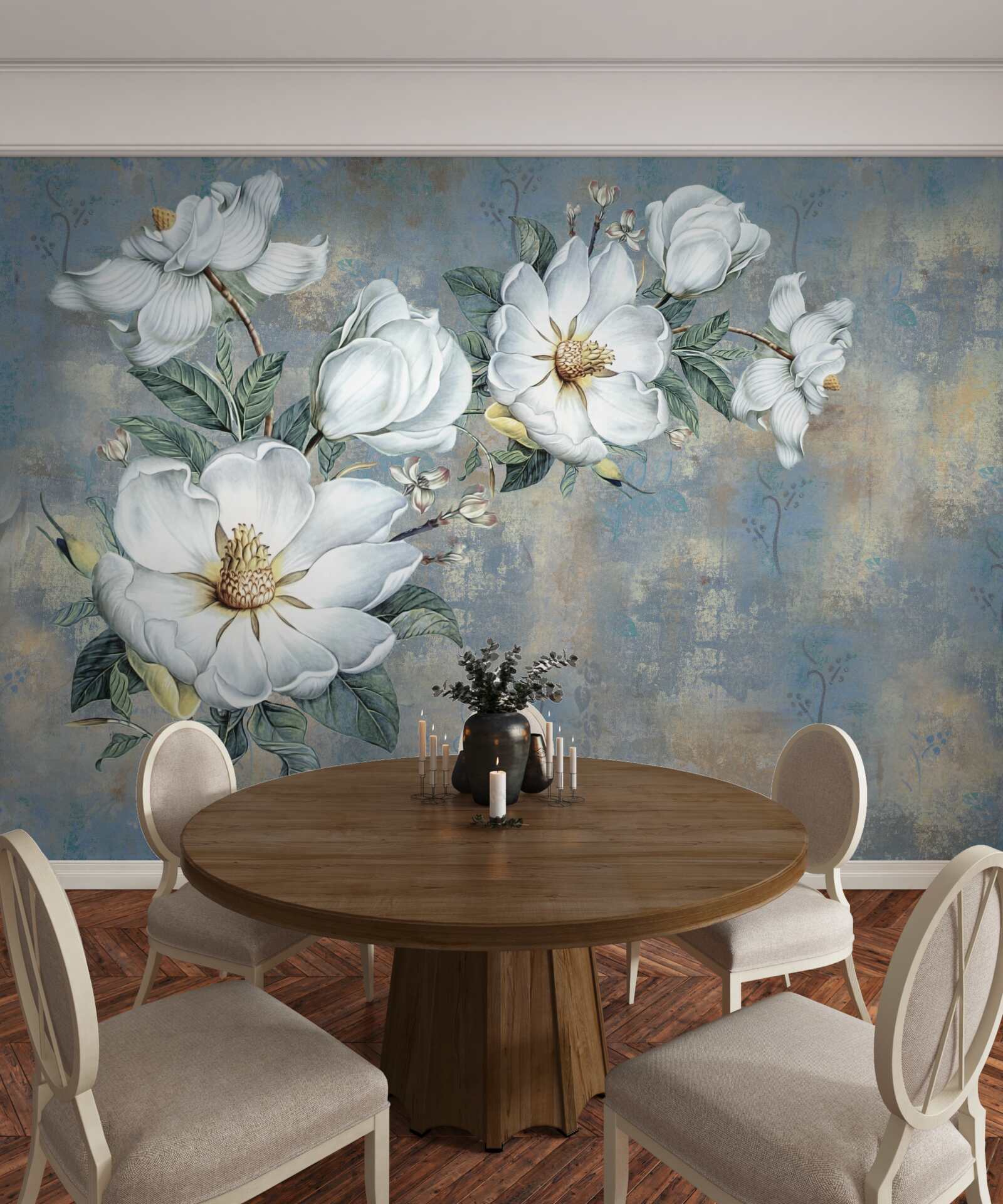 Papier peint les bourgeons de lys blancs reposent à la surface de l'eau