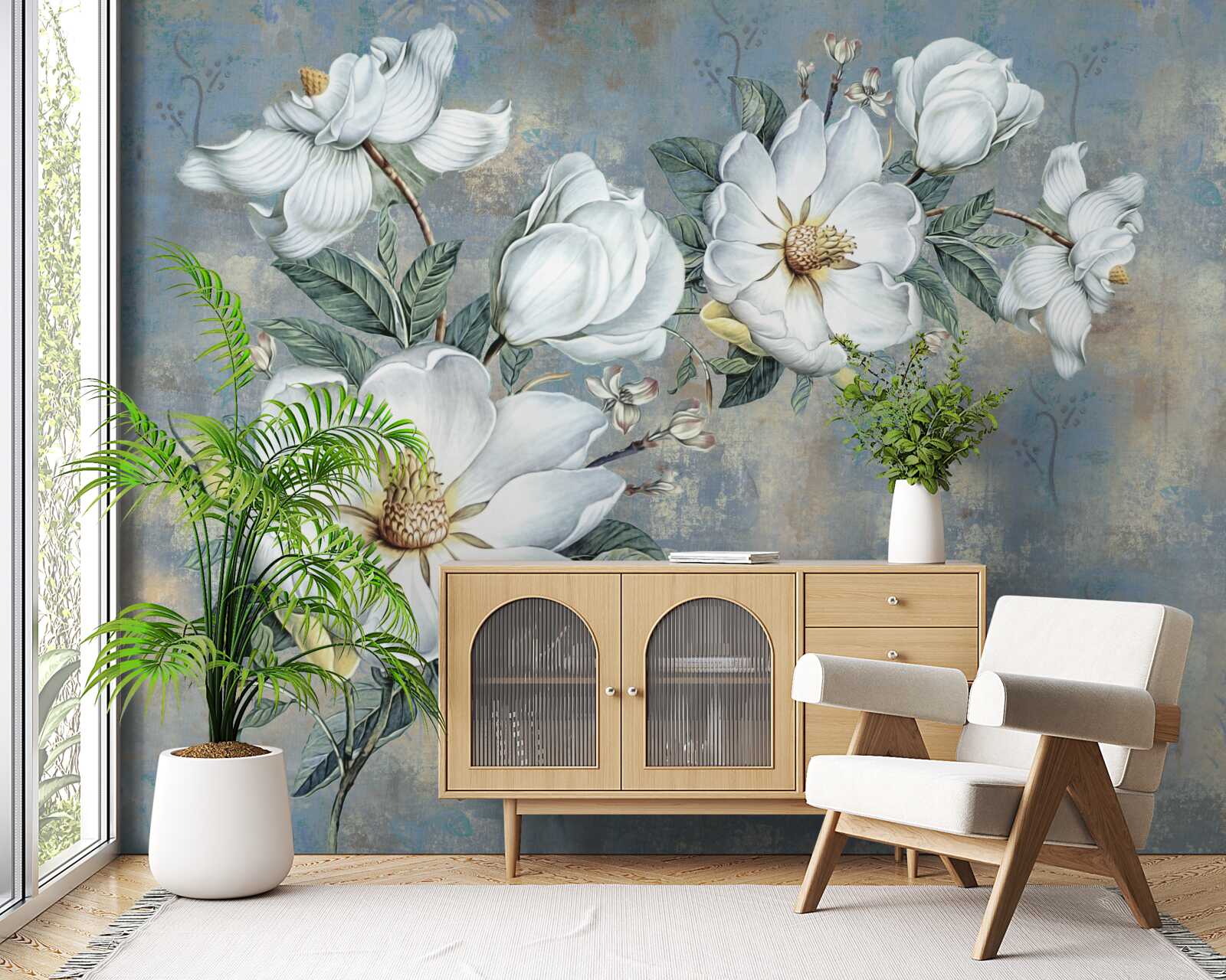 Papier peint les bourgeons de lys blancs reposent à la surface de l'eau