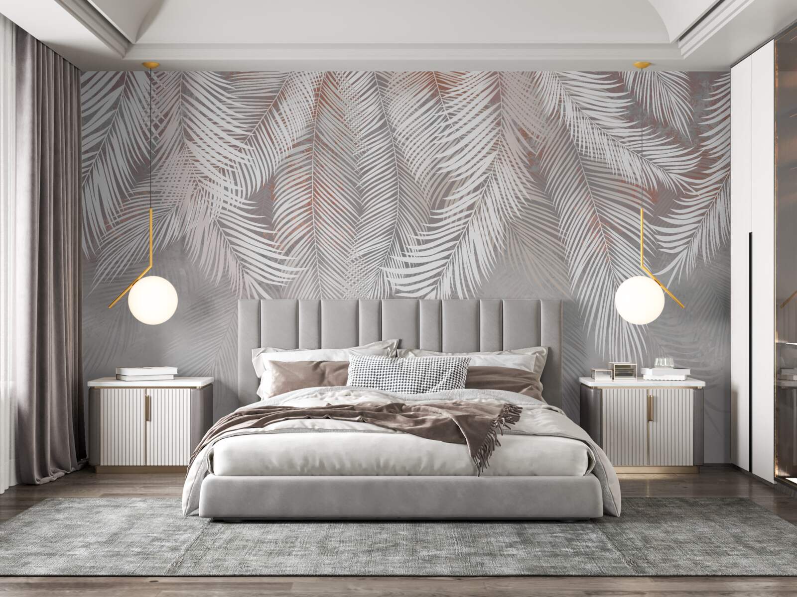 Papier peint couleur brun clair des branches de palmier