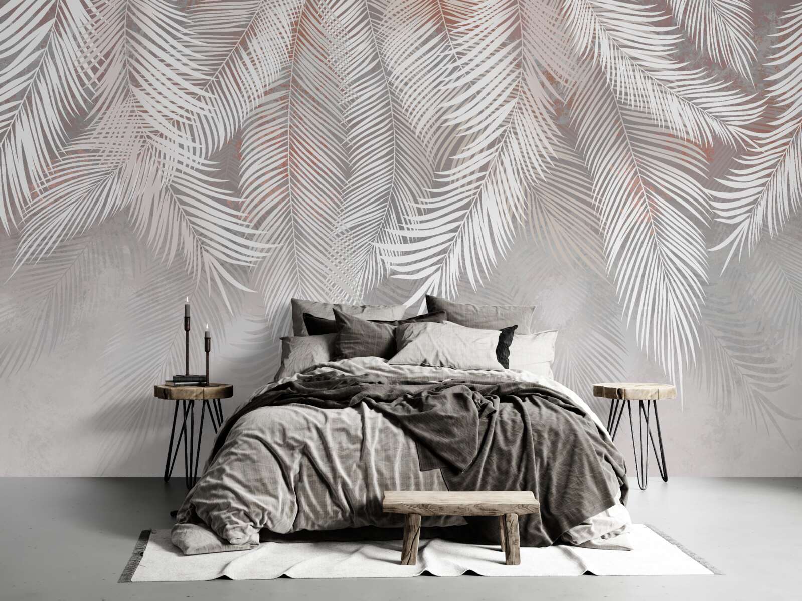 Papier peint couleur brun clair des branches de palmier