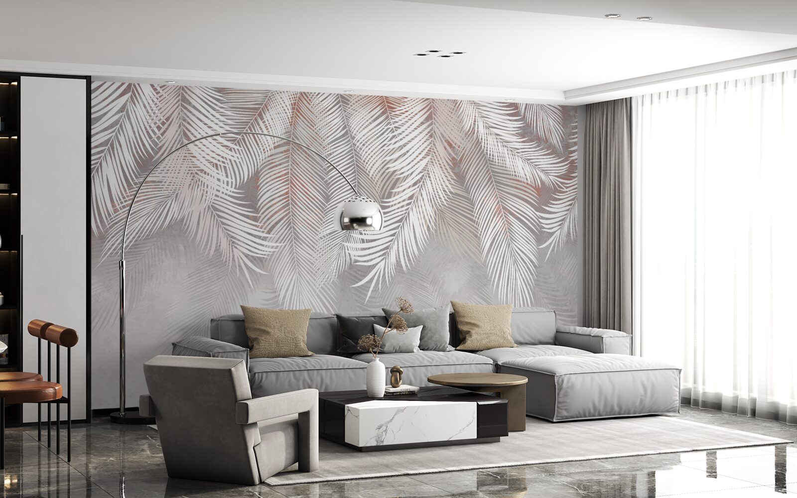 Papier peint couleur brun clair des branches de palmier