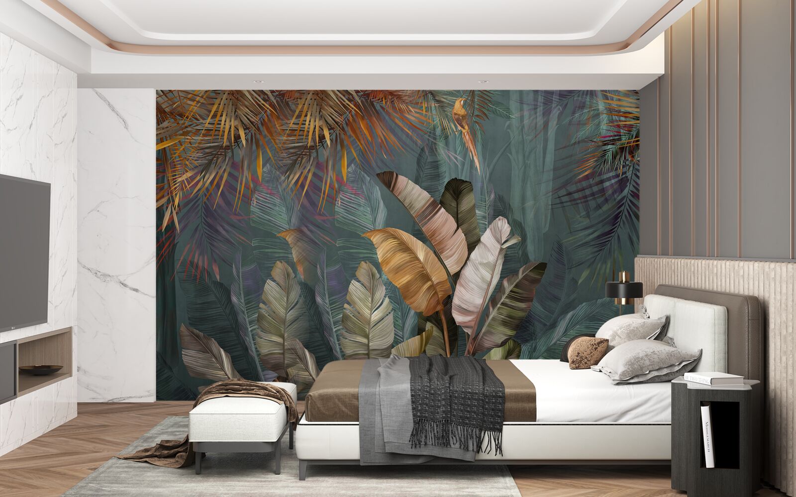 Papier peint feuilles tropicales géantes