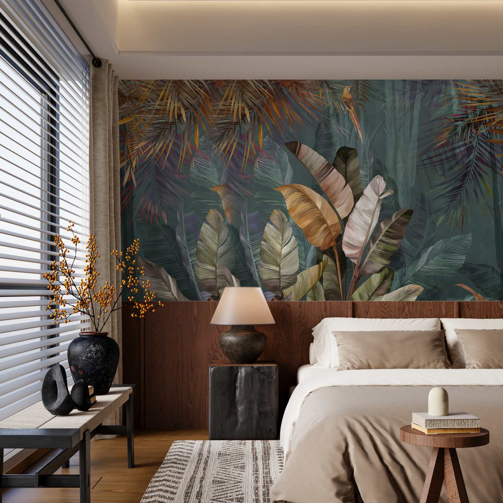 Papier peint feuilles tropicales géantes