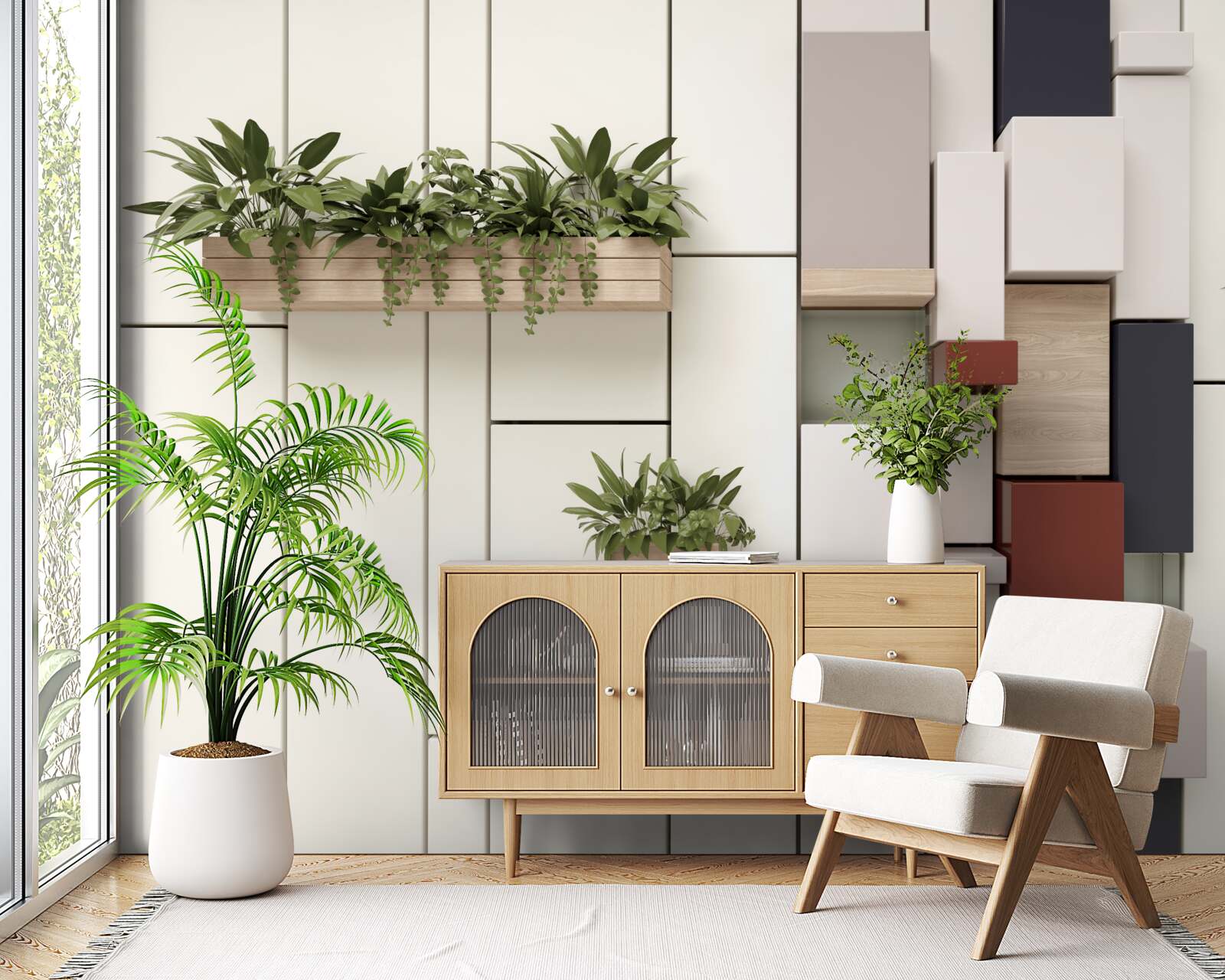 Papier peint plantes vertes en pots