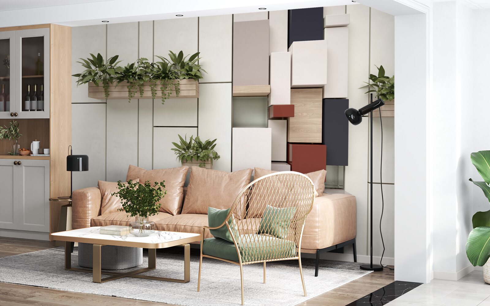 Papier peint plantes vertes en pots