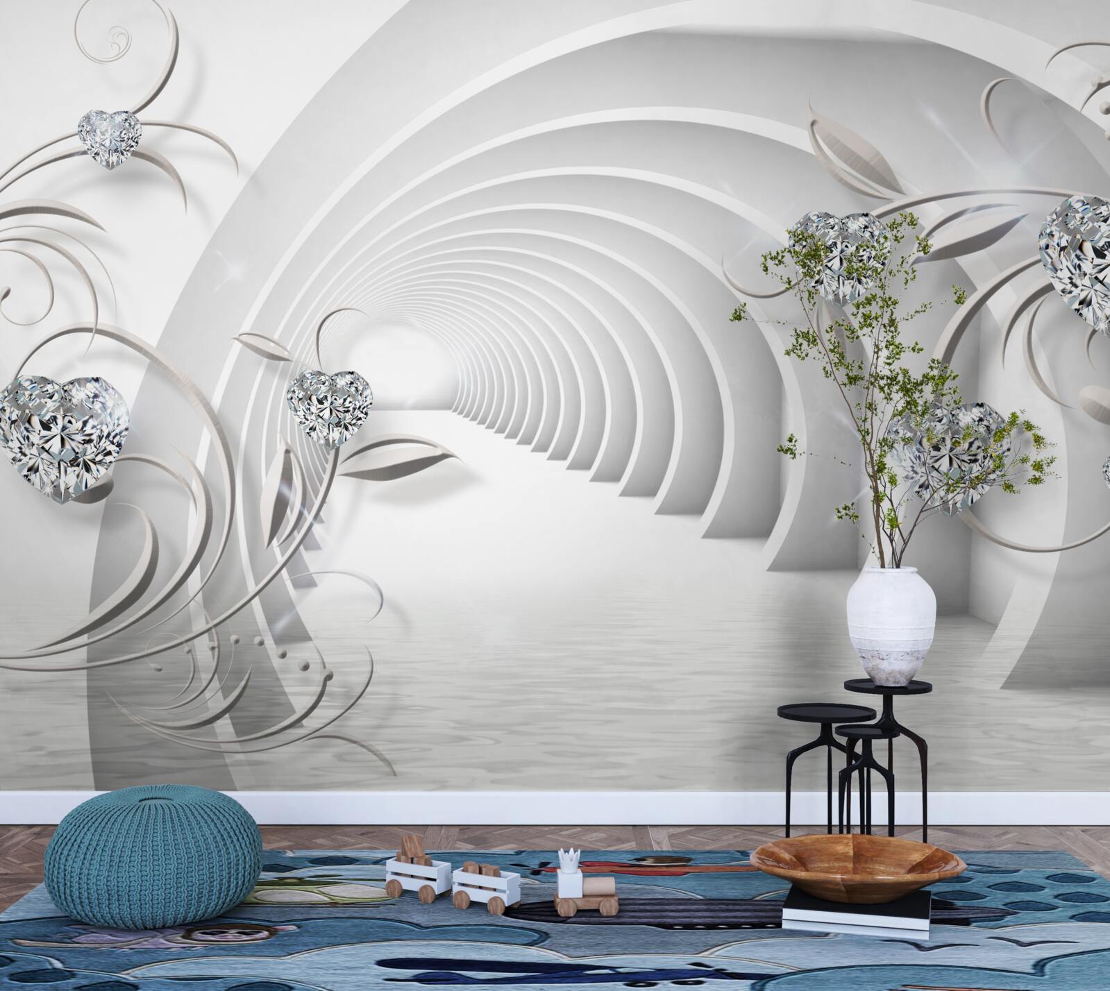 Papier peint un couloir sans fin, d'une propreté blanche comme neige