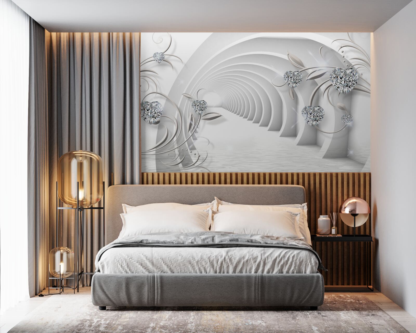 Papier peint un couloir sans fin, d'une propreté blanche comme neige