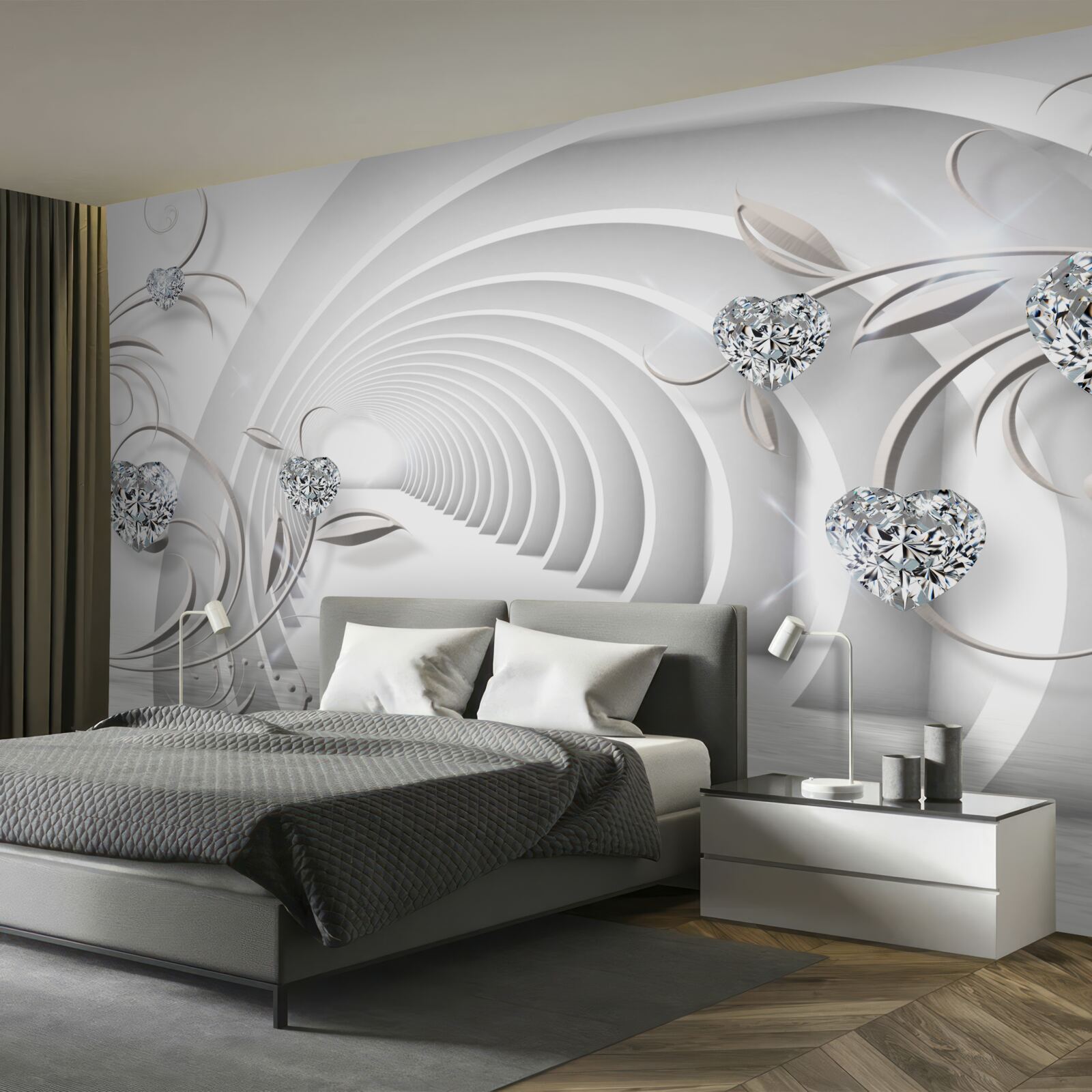 Papier peint un couloir sans fin, d'une propreté blanche comme neige