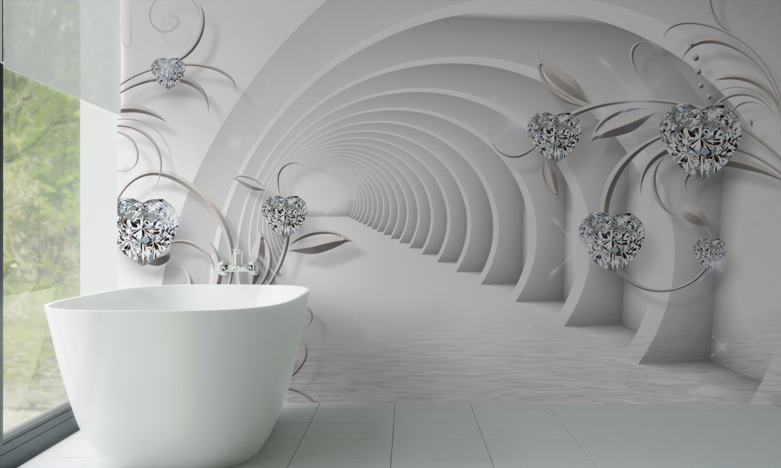 Papier peint un couloir sans fin, d'une propreté blanche comme neige