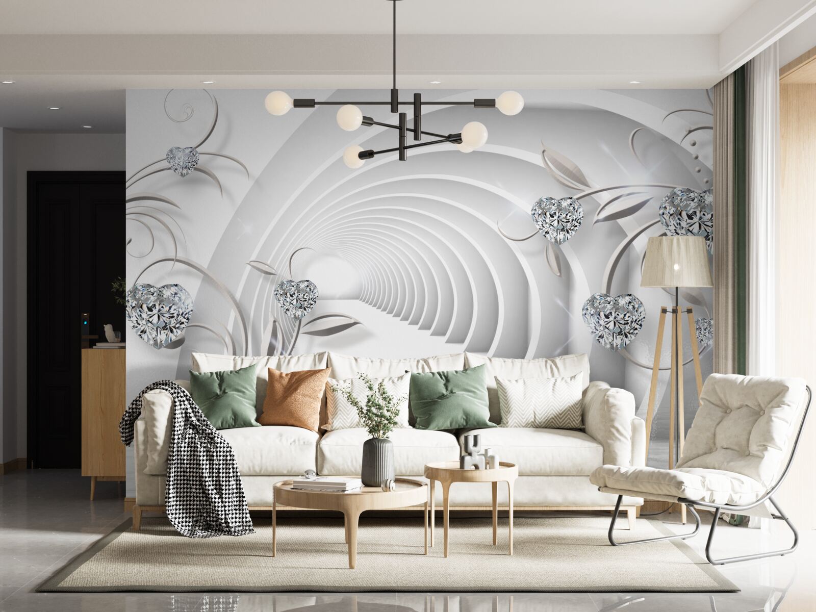 Papier peint un couloir sans fin, d'une propreté blanche comme neige