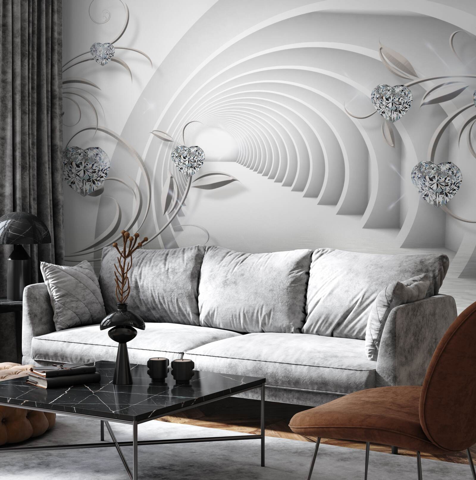 Papier peint un couloir sans fin, d'une propreté blanche comme neige