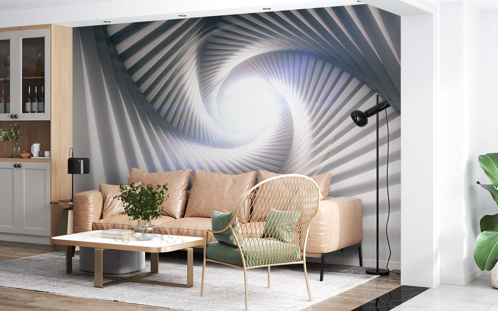 Papier peint l'entonnoir, en croissance constante, est de couleur grise