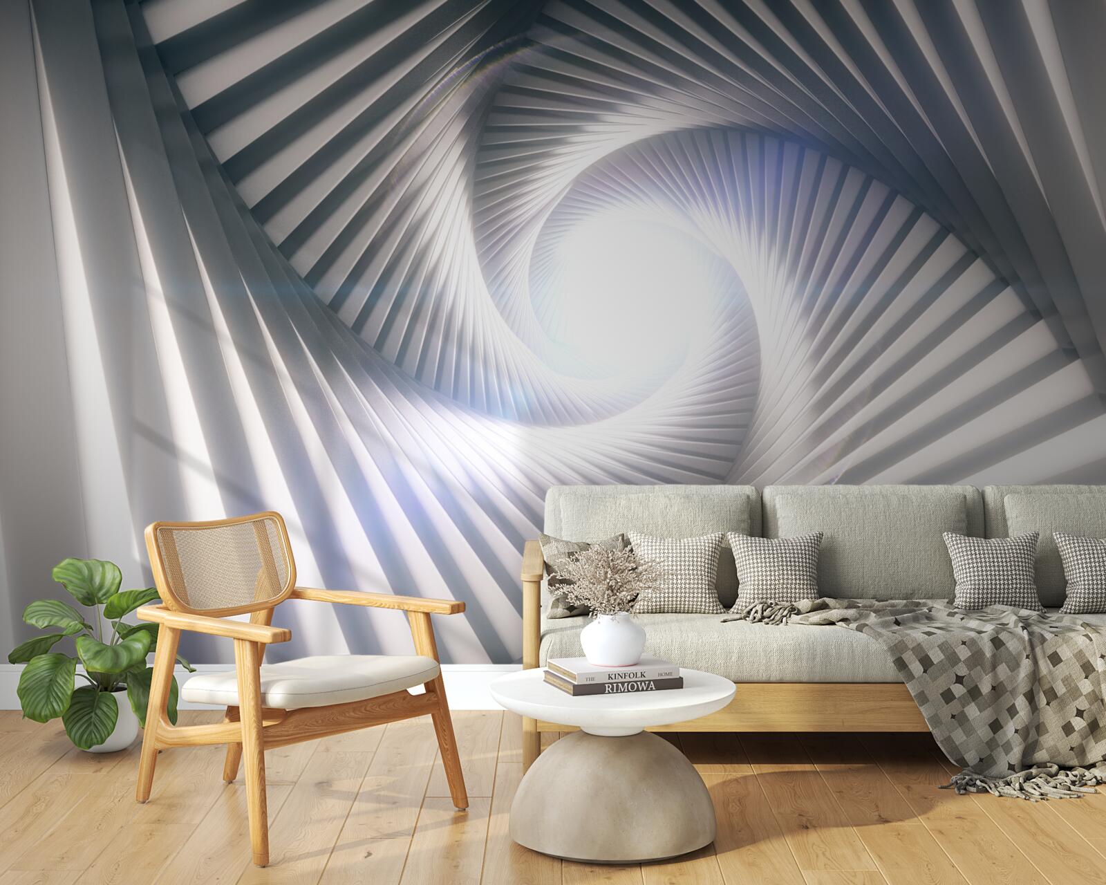 Papier peint l'entonnoir, en croissance constante, est de couleur grise