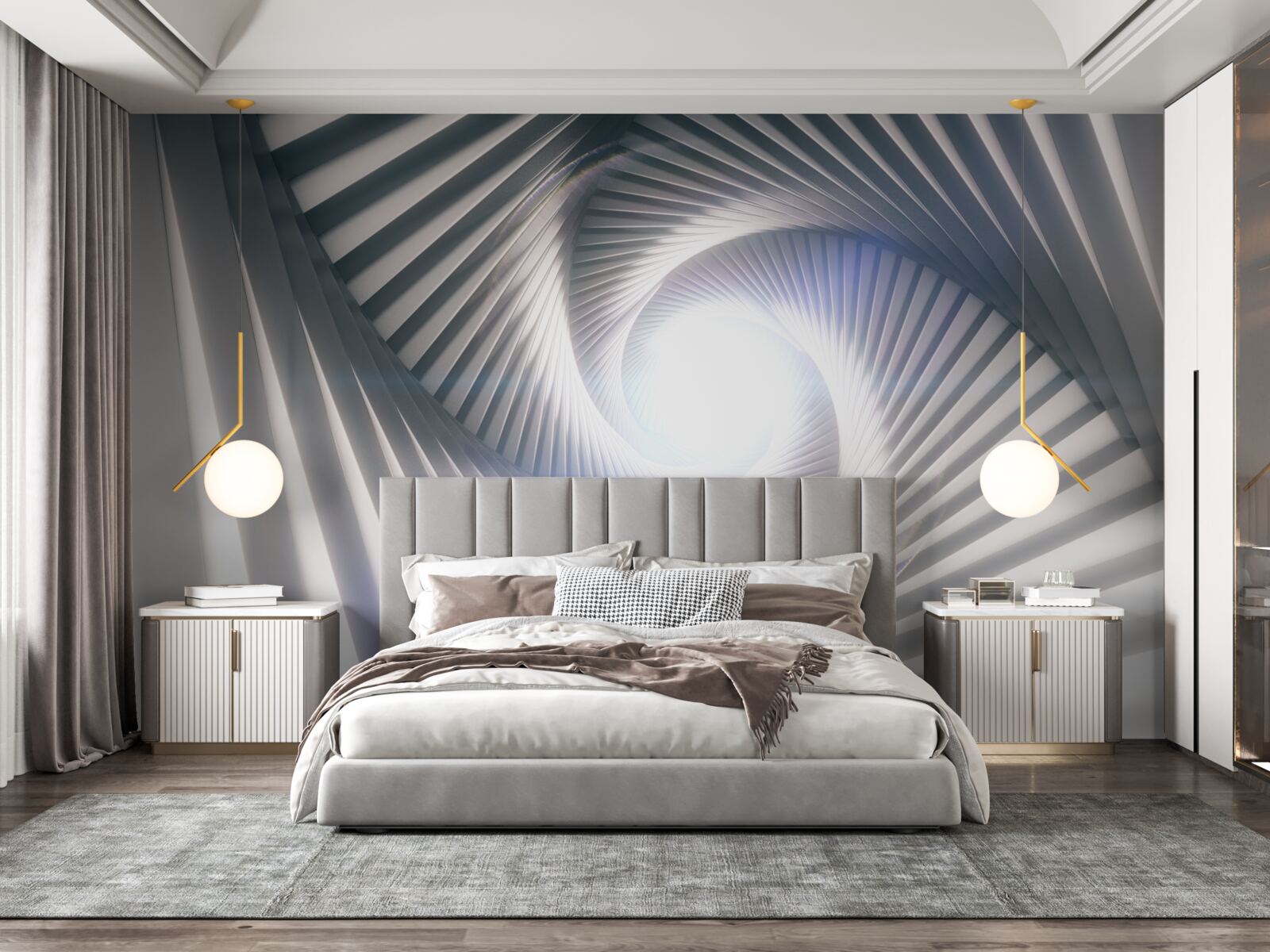 Papier peint l'entonnoir, en croissance constante, est de couleur grise