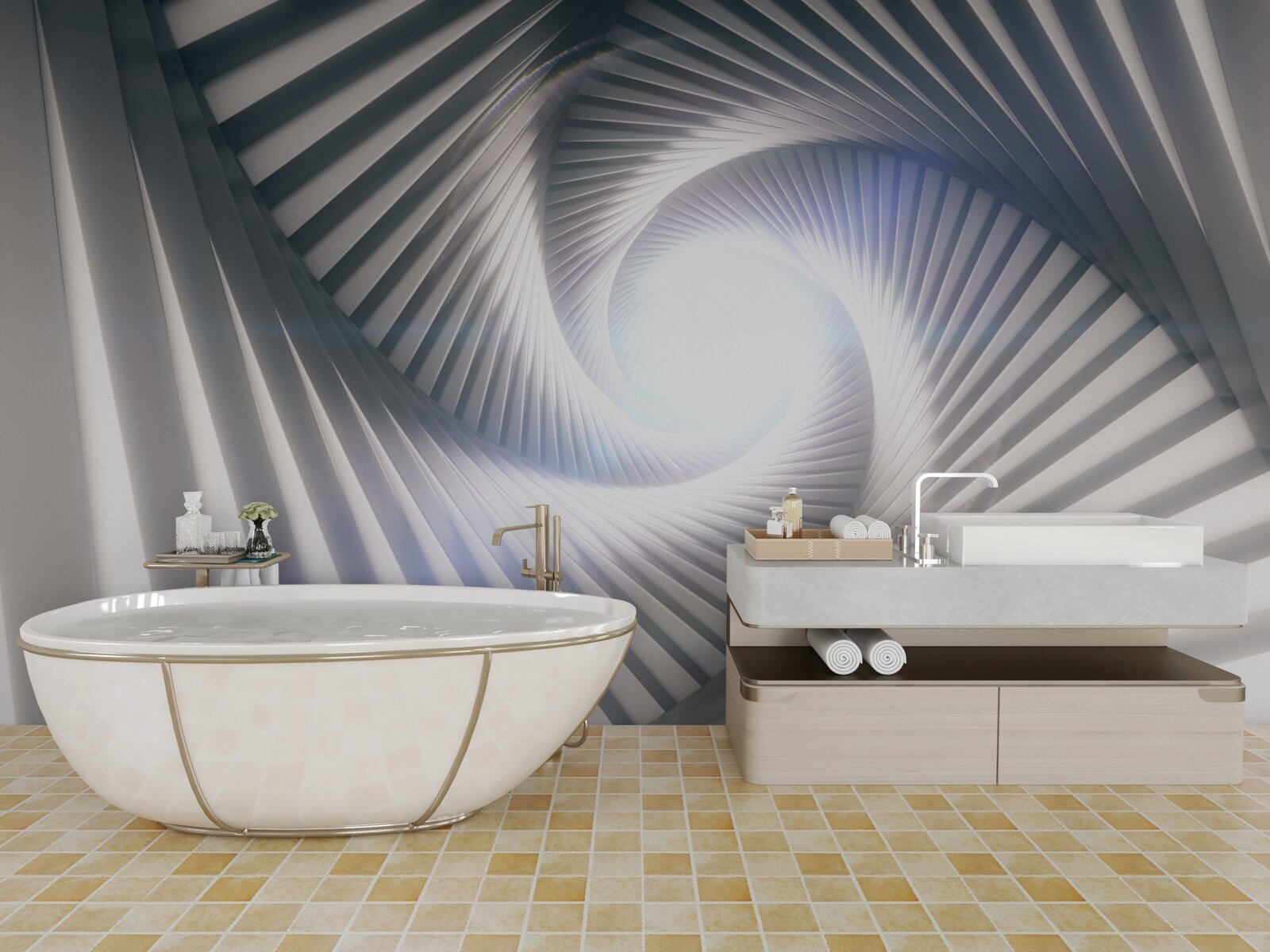 Papier peint l'entonnoir, en croissance constante, est de couleur grise