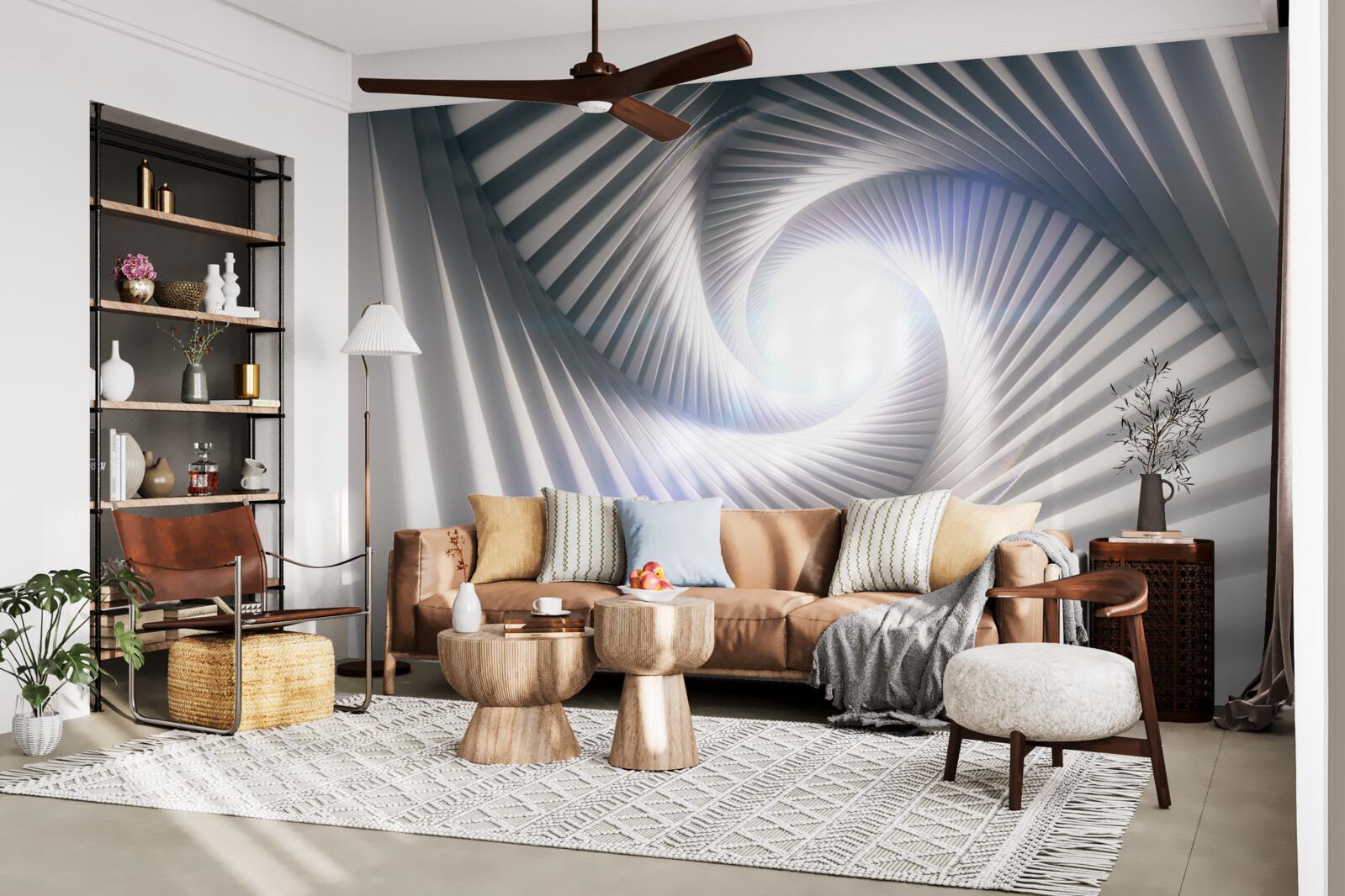 Papier peint l'entonnoir, en croissance constante, est de couleur grise