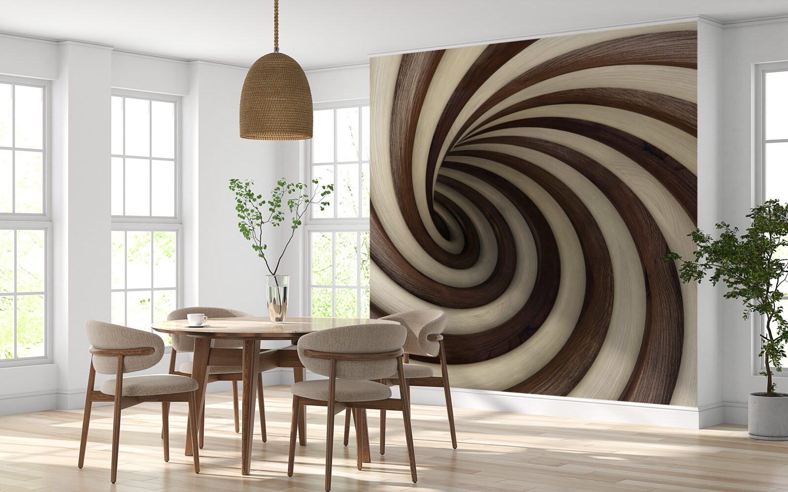 Papier peint tunnel en spirale en chocolat
