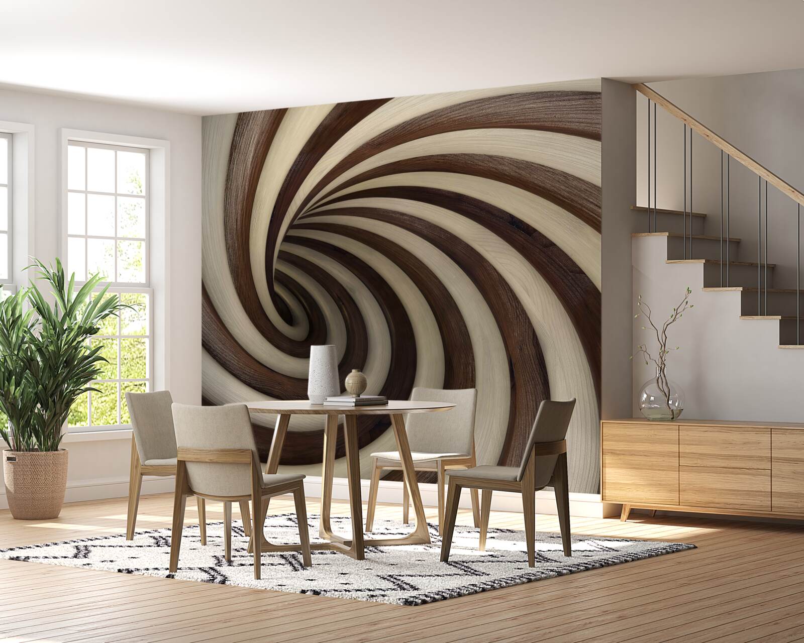Papier peint tunnel en spirale en chocolat