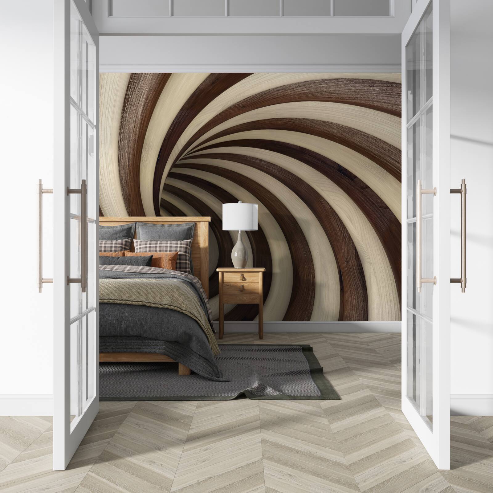Papier peint tunnel en spirale en chocolat