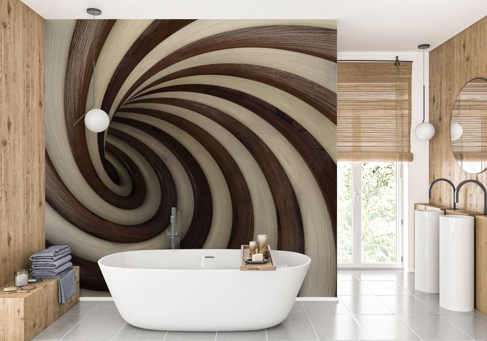 Papier peint tunnel en spirale en chocolat