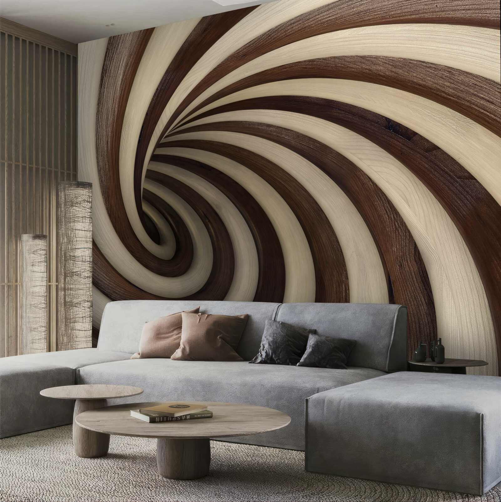 Papier peint tunnel en spirale en chocolat