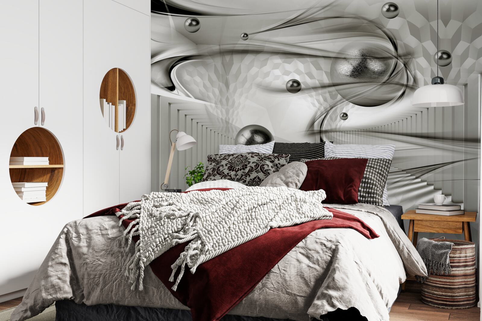 Papier peint différentes géométries en nuances de gris