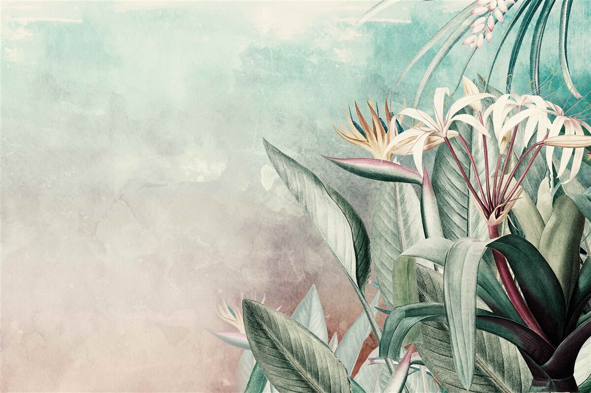 Papier peint feuille verte à la mode