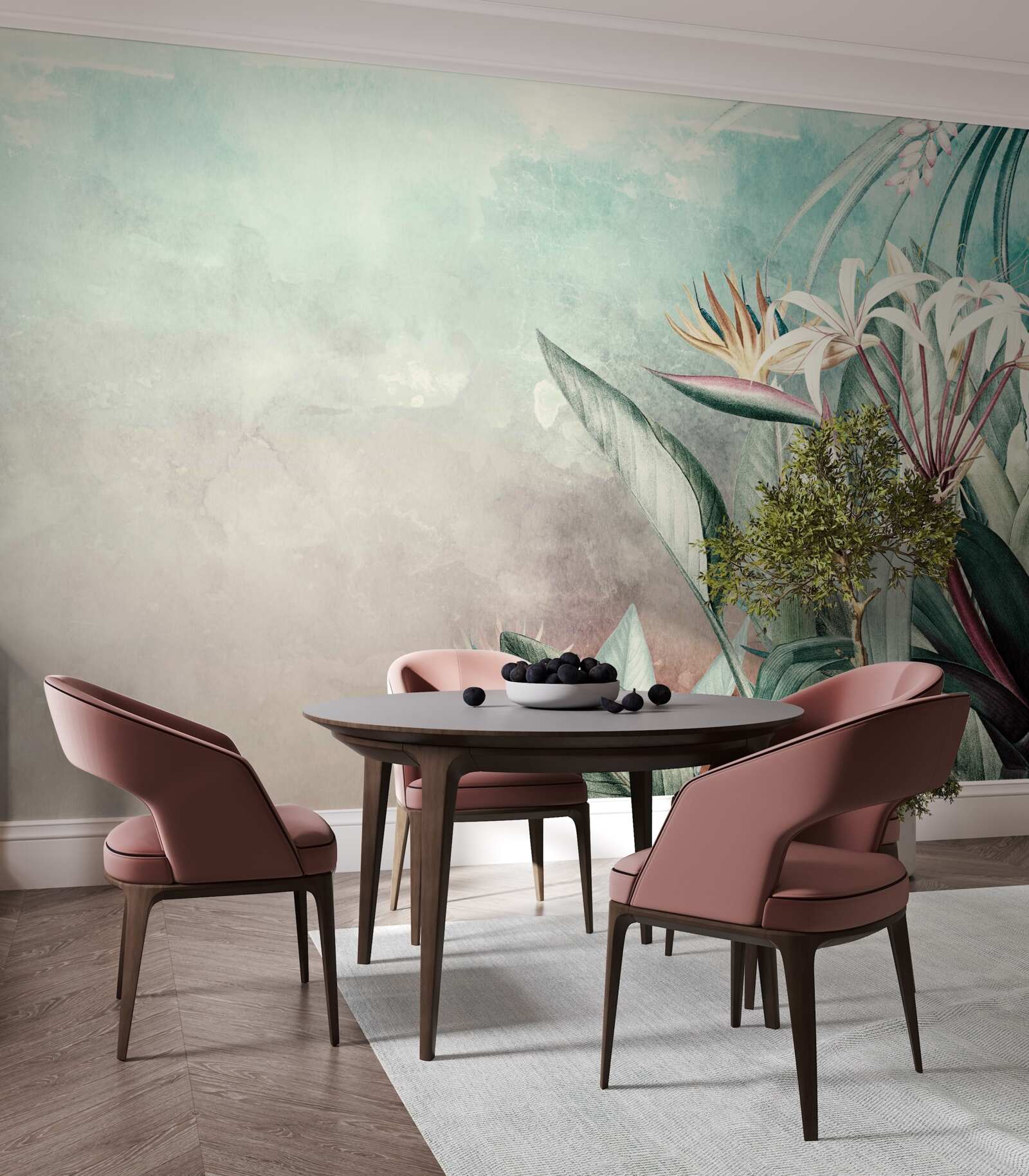 Papier peint feuille verte à la mode