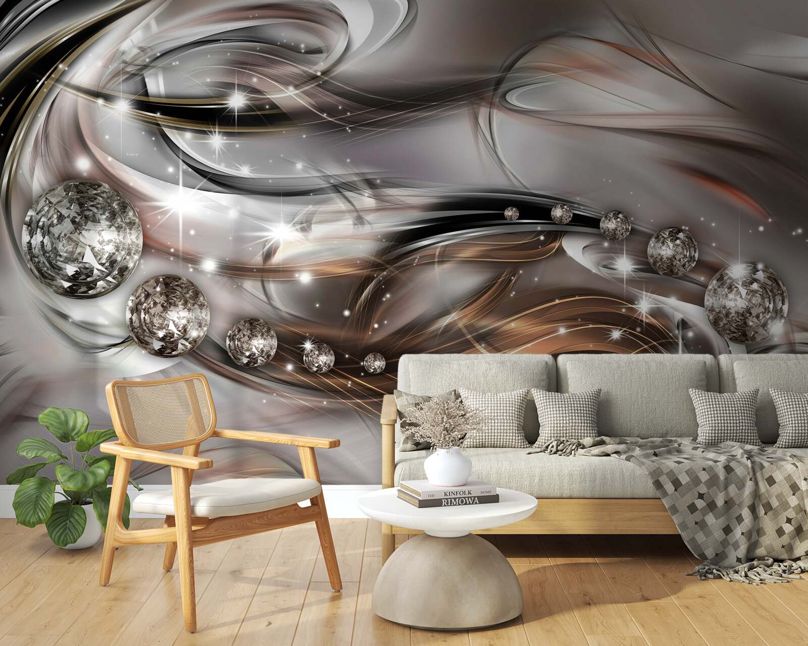 Papier peint dessin avec des cristaux en format vectoriel