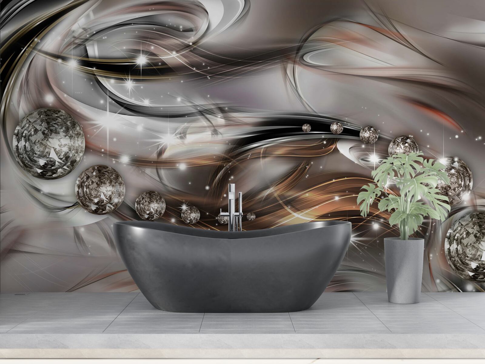 Papier peint dessin avec des cristaux en format vectoriel