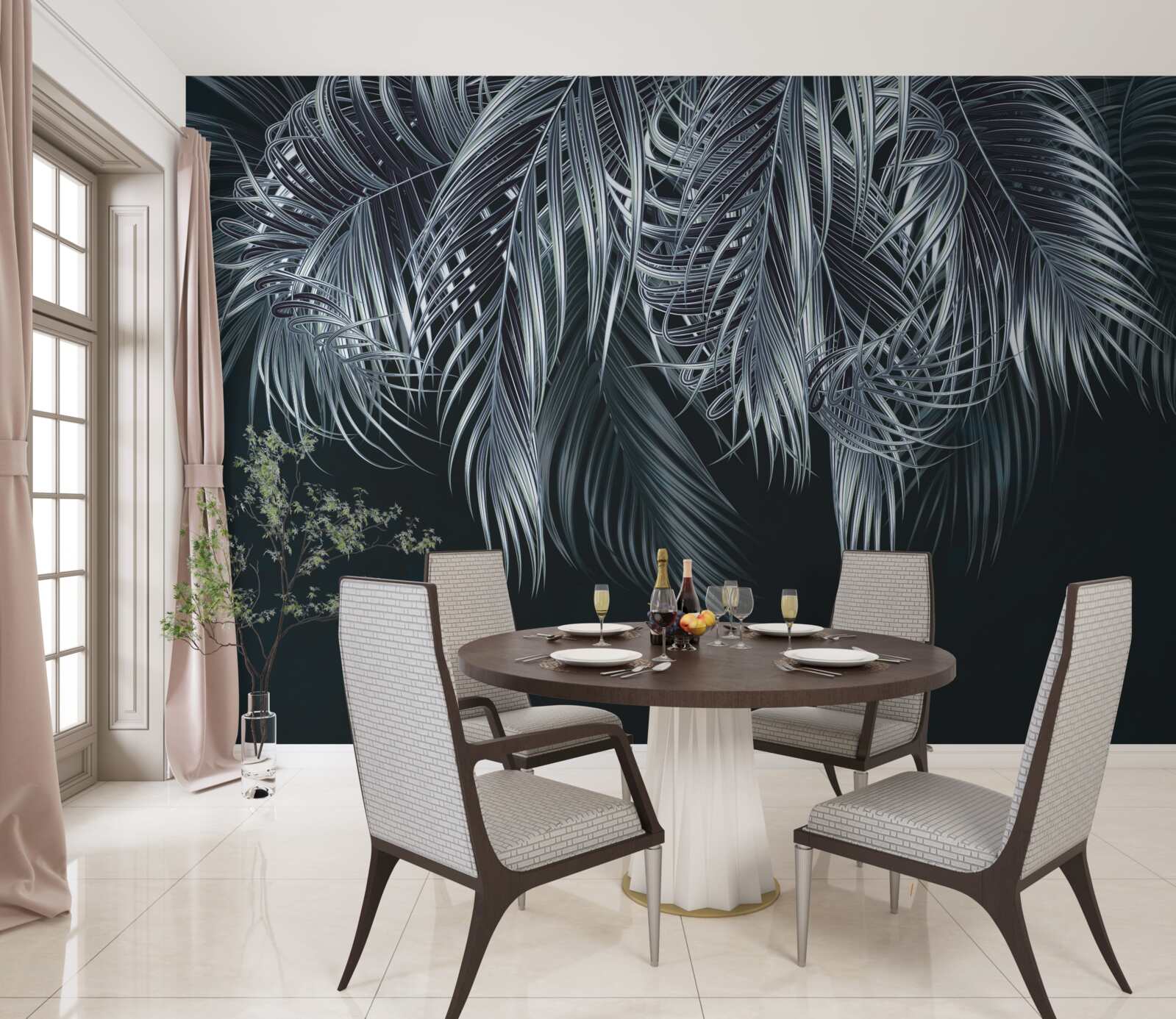 Papier peint plumes longues et fines